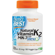 Doctor's Best, Natuurlijke Vitamine K2 MK-7 met MenaQ7, 45 mcg, 180 Veggie Caps