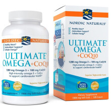 Nordic Naturals, Ultimate Omega + CoQ10, Citron, 1,280 mg, 120 Mygga (640 mg per Mygg)