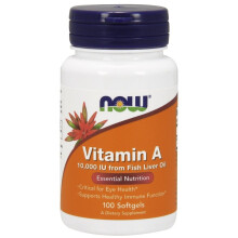 NOW Foods, Vitamin A, 3 000 mcg (10 000 IU), 100 Softgels