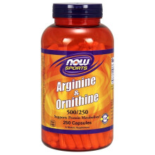 NOW Foods, Sport, Arginin & Ornitin, 250 Veg Capsulor