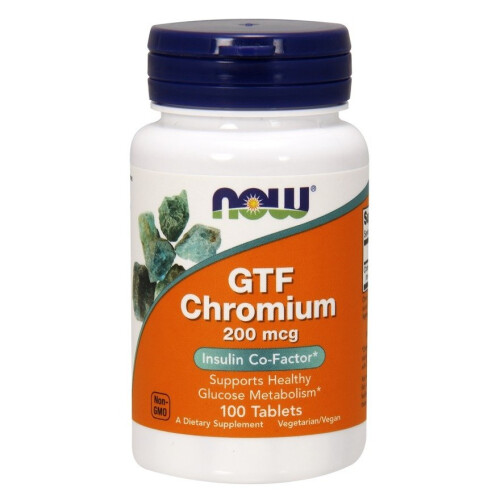 NOW Foods NOW Foods, GTF Chrom, 200 mcg, 100 Tabletek