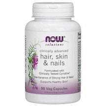 Soluciones de NOW Foods, Cabello, Piel y Uñas Avanzadas, 90 Cápsulas Veg