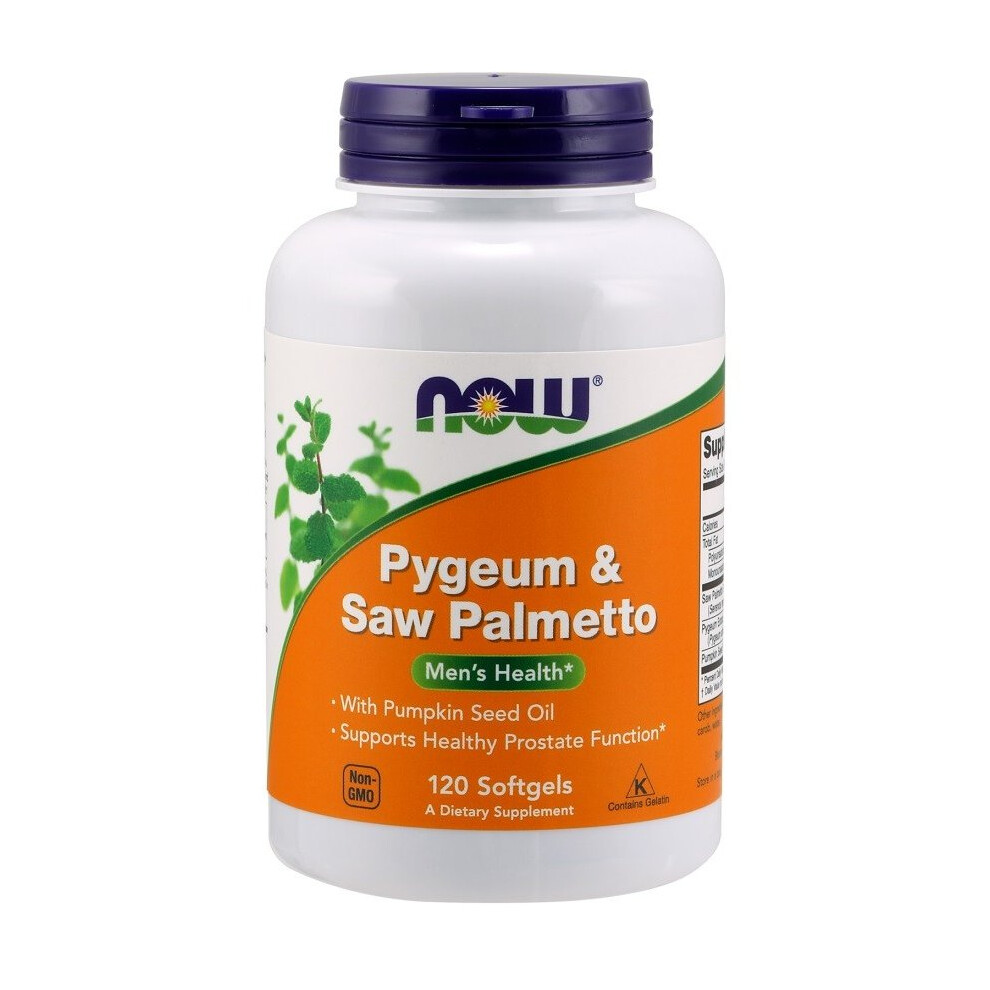 Now Foods Pygeum & Saw Palmetto With Pumpkin Seed Oil, 120 Softgels For Prostate & Urinary Health