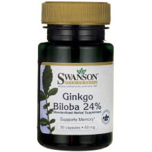 Swanson Ginkgo Biloba Extract 24%, 60mg , 30 caps