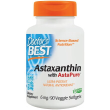 Doctor's Best, Astaksantiini AstaReal, 6 mg, 90 VEGgie Pehmeäkapselia