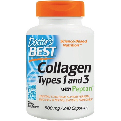 Doctor's Best, Collagene Tipi 1 e 3 con Peptan e Vitamina C, 500 mg, 240 Comprimati (125 mg per Comprimato)