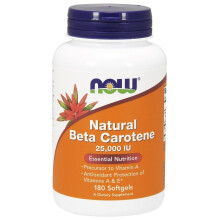 NOW Foods Naturlig betakaroten 25 000 IE från D. salina havsalger, Blandade karotenoider, 180 mjuka kapslar – Provitamin A
