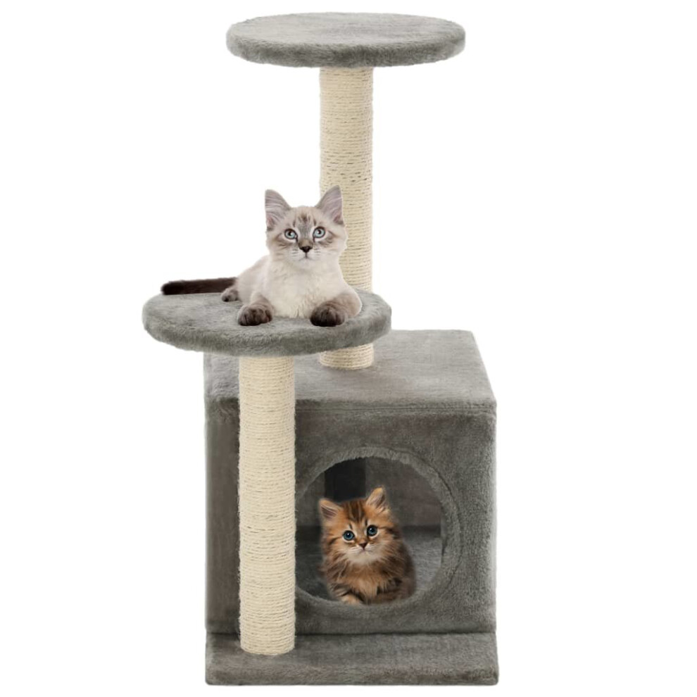 vidaXL Cat Tree with Sisal Scratching Posts 60cm Grey Kitten Playhouse Tower