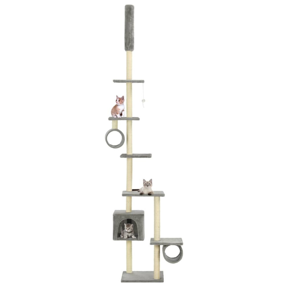Vidaxl Cat Tree With Sisal Scratching Posts 260Cm Kitten Playhouse Tower Grey