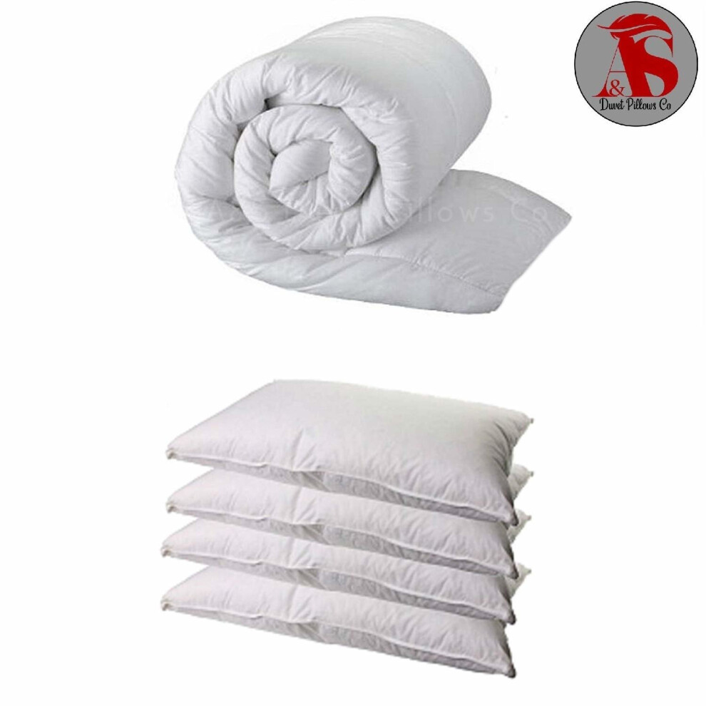 DOUBLE DUVET & 4 DELUXE PILLOWS - DOUBLE 10.5 TOG QUILT & 4 SUPERFIRM PILLOWS