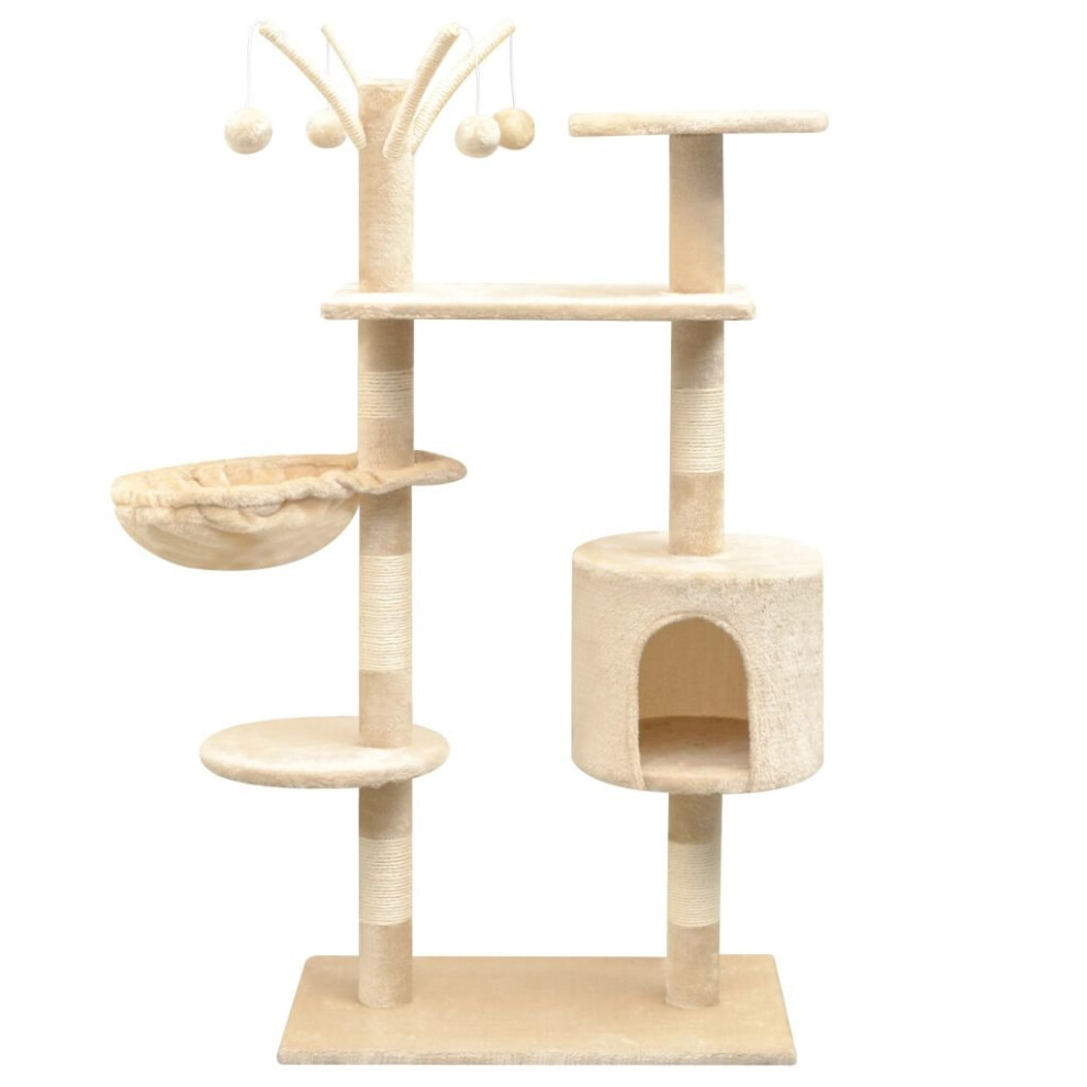 vidaXL Cat Tree with Sisal Scratching Posts 125 cm Beige Play Tower Furniture