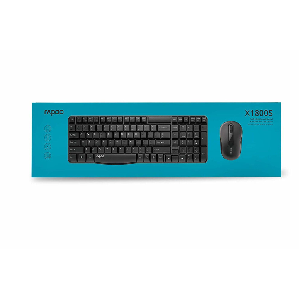 Rapoo X1800s 2.4 Ghz W/L Dt Combo Blk - 18432 18432 6940056184320
