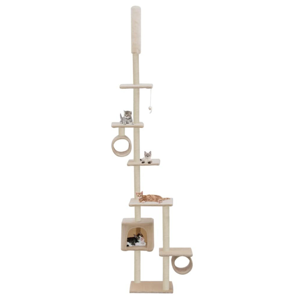 Vidaxl Cat Tree With Sisal Scratching Posts 260Cm Kitten Playhouse Tower Beige