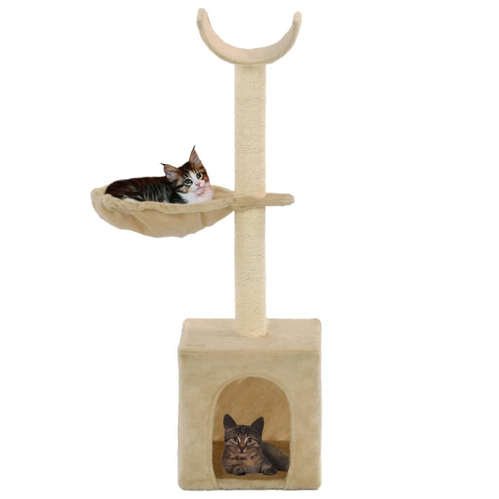 vidaXL Cat Tree with Sisal Scratching Posts 105cm Beige Kitten Play Tower