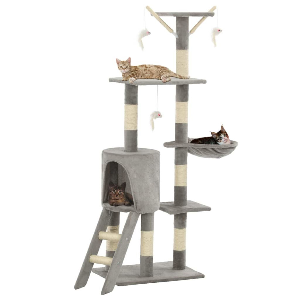 vidaXL Cat Tree with Sisal Scratching Posts 138cm Grey Kitten Furniture Tower