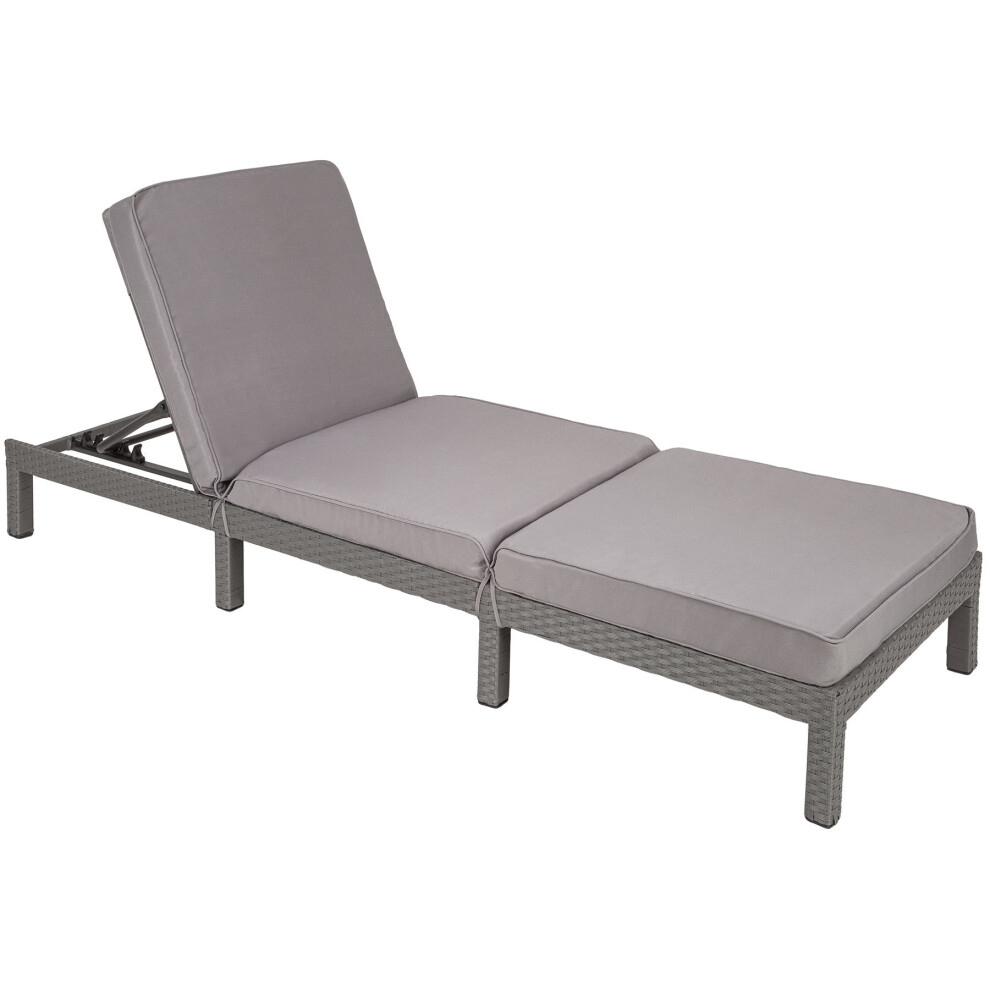 (grey) tectake Sofia Rattan Sun Lounger