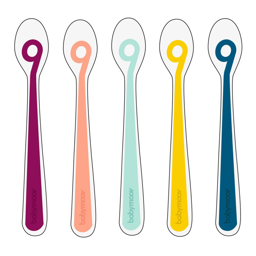 Babymoov Set Of 5 Silicone Baby Spoons - Multicolour