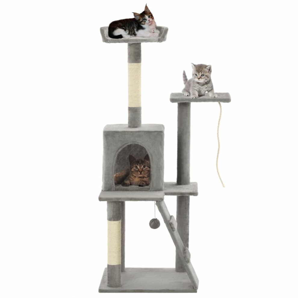Vidaxl Cat Tree With Sisal Scratching Posts 120Cm Grey Kitten Furniture Tower
