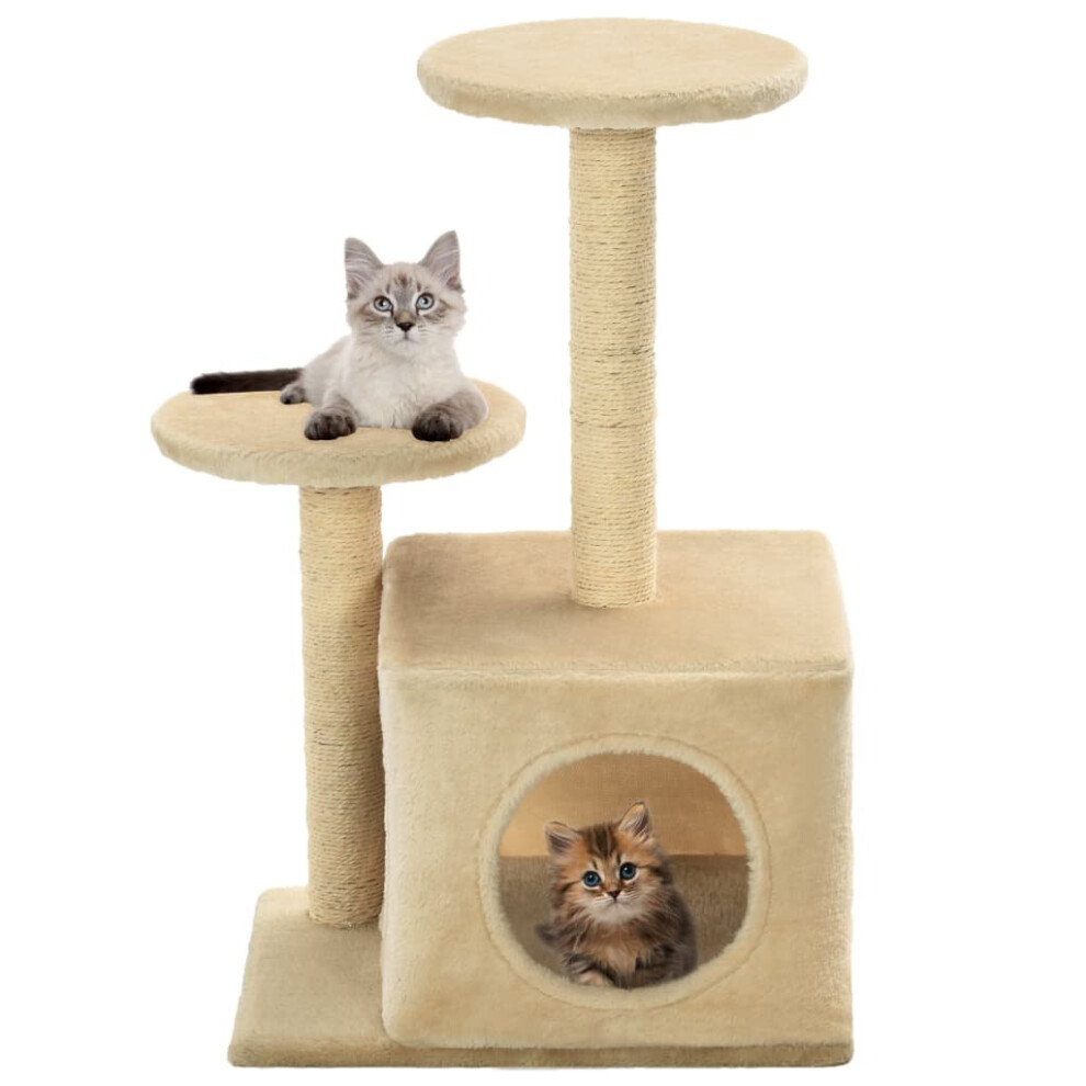 vidaXL Cat Tree with Sisal Scratching Posts 60cm Beige Kitten Playhouse Tower