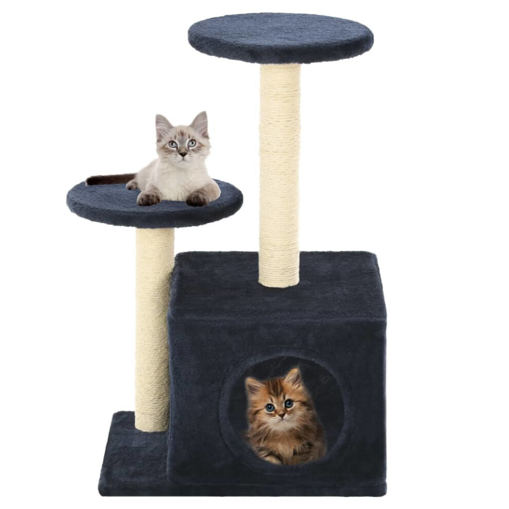 vidaXL Cat Tree with Sisal Scratching Posts 60cm Dark Blue Kitten Playhouse