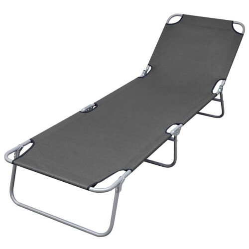 VidaXL vidaXL Grey Foldable Sunlounger With Adjustable Backrest