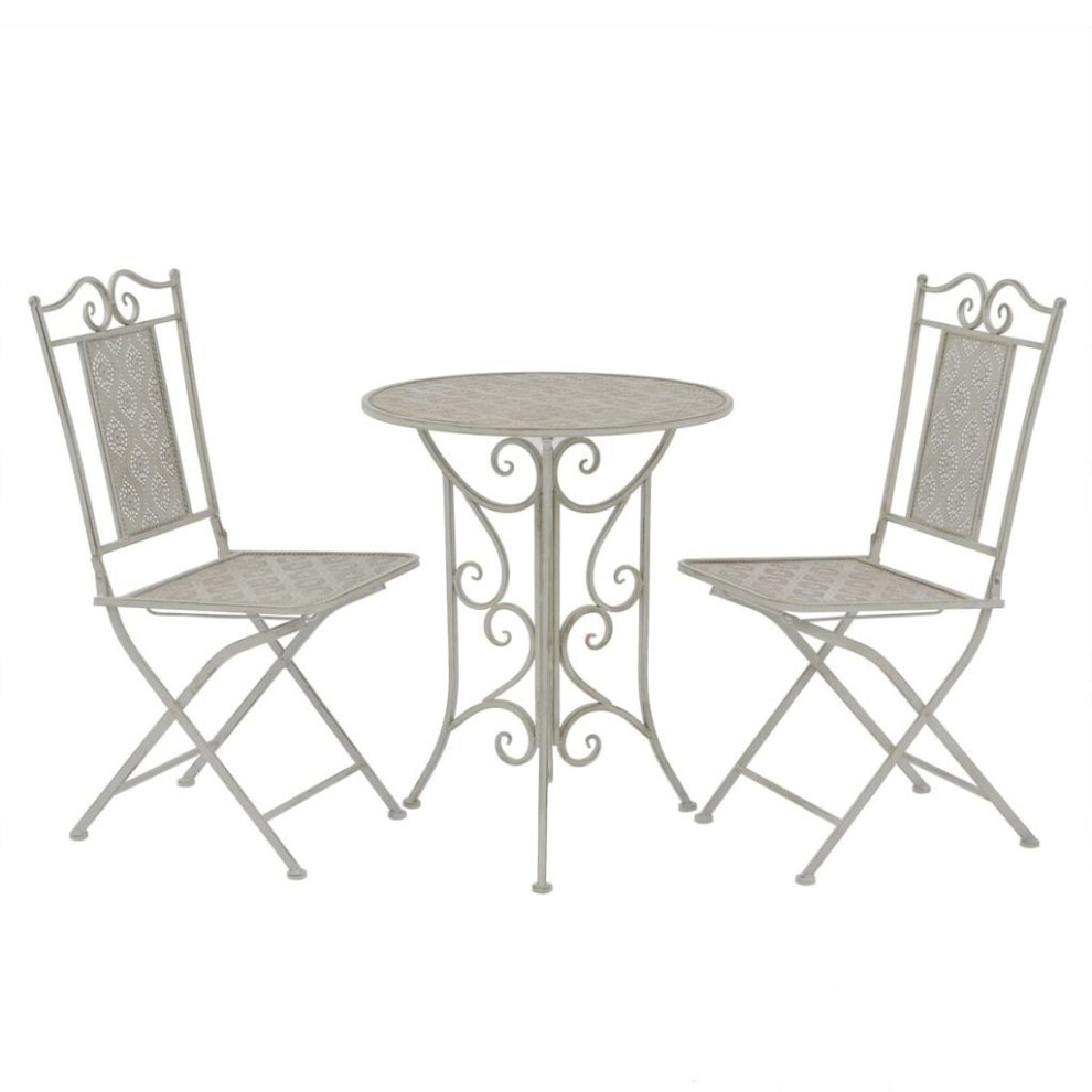 vidaXL Bistro Set Three Piece Outdoor Garden Patio Table and Chair Steel Grey