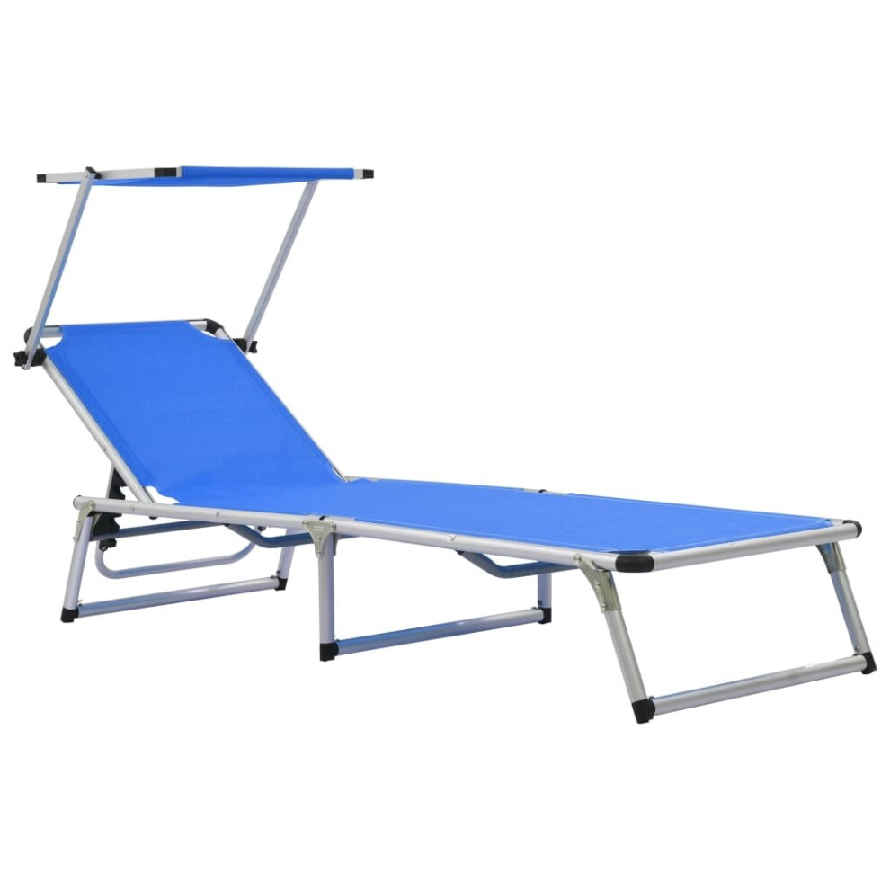 vidaXL Folding Sun Lounger Blue Aluminium and Textilene Recliner Chair Daybed