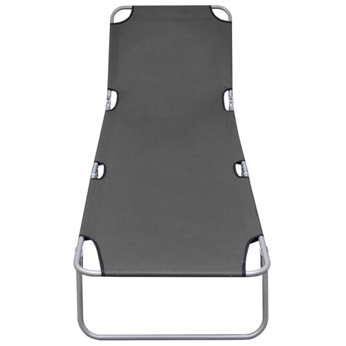VidaXL vidaXL Grey Foldable Sunlounger With Adjustable Backrest 1