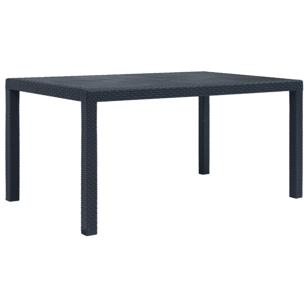 vidaXL Garden Table Anthracite 150x90x72cm Plastic Rattan Look Patio Furniture