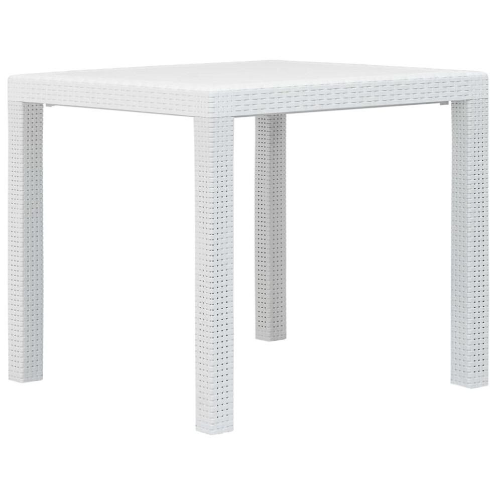 vidaXL Garden Table White 79x79x72cm Plastic Rattan Look Outdoor Furniture