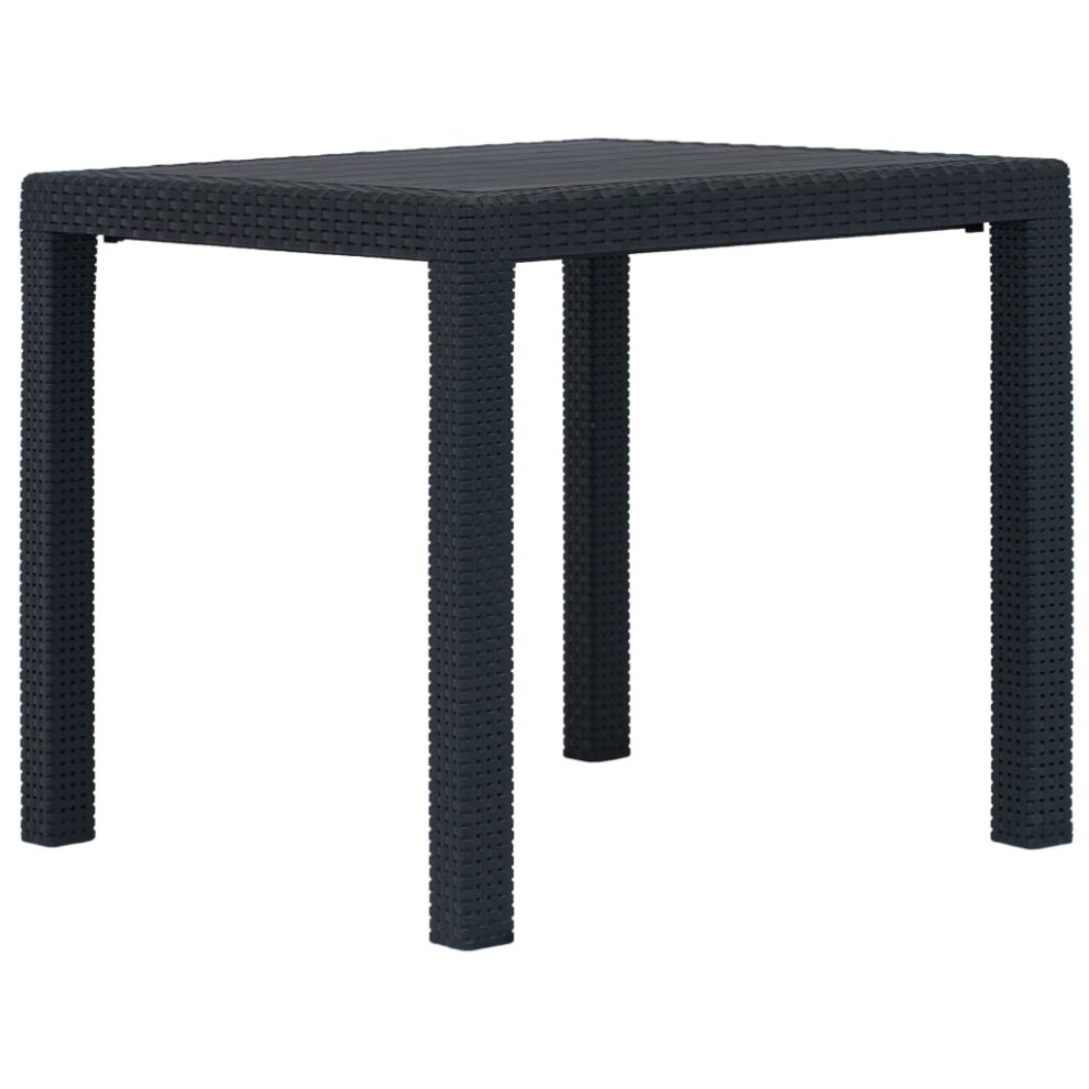 vidaXL Garden Table Anthracite 79x79x72cm Plastic Rattan Look Patio Furniture