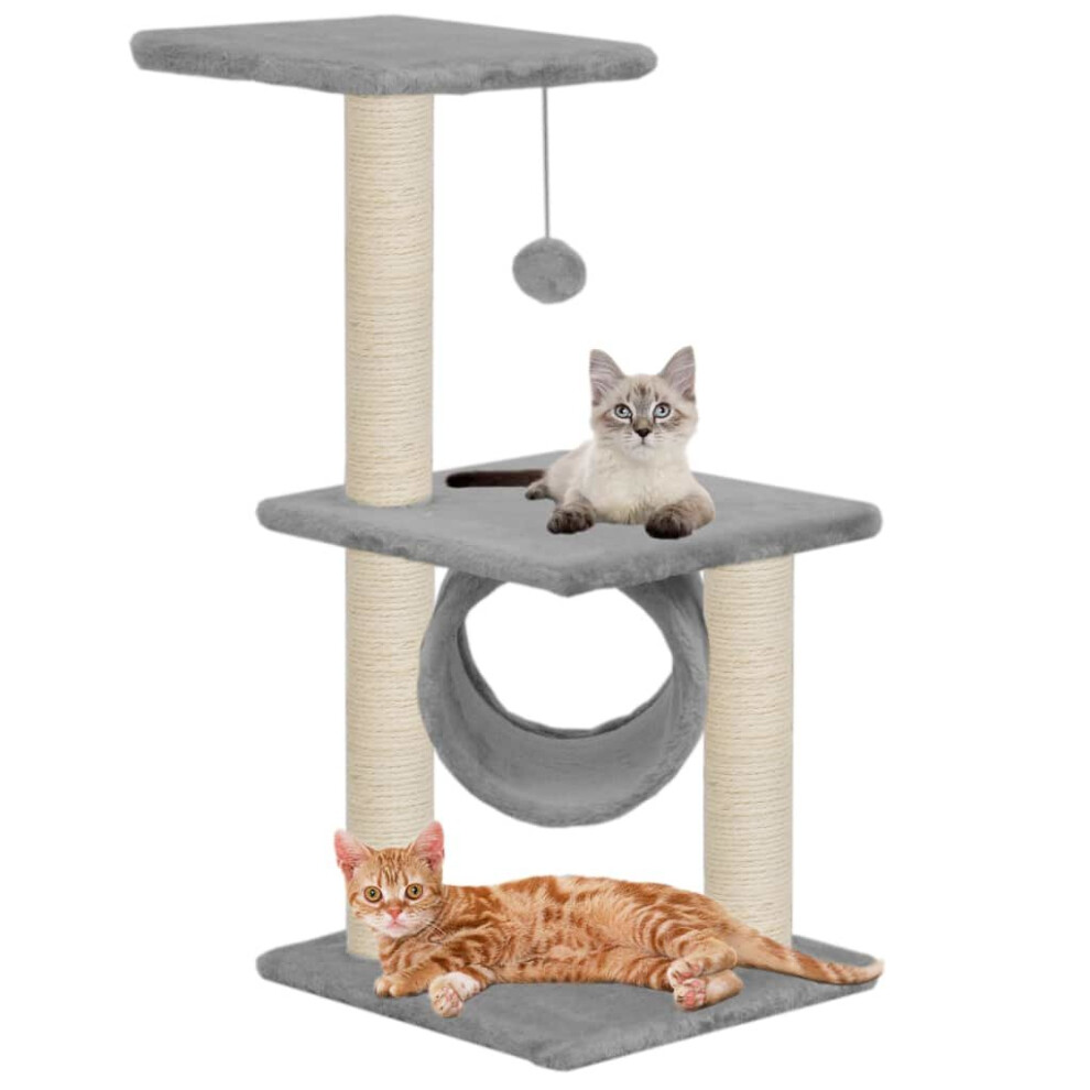 vidaXLCat Tree with Sisal Scratching Posts 65cm Grey Kitten Play Centre Bed