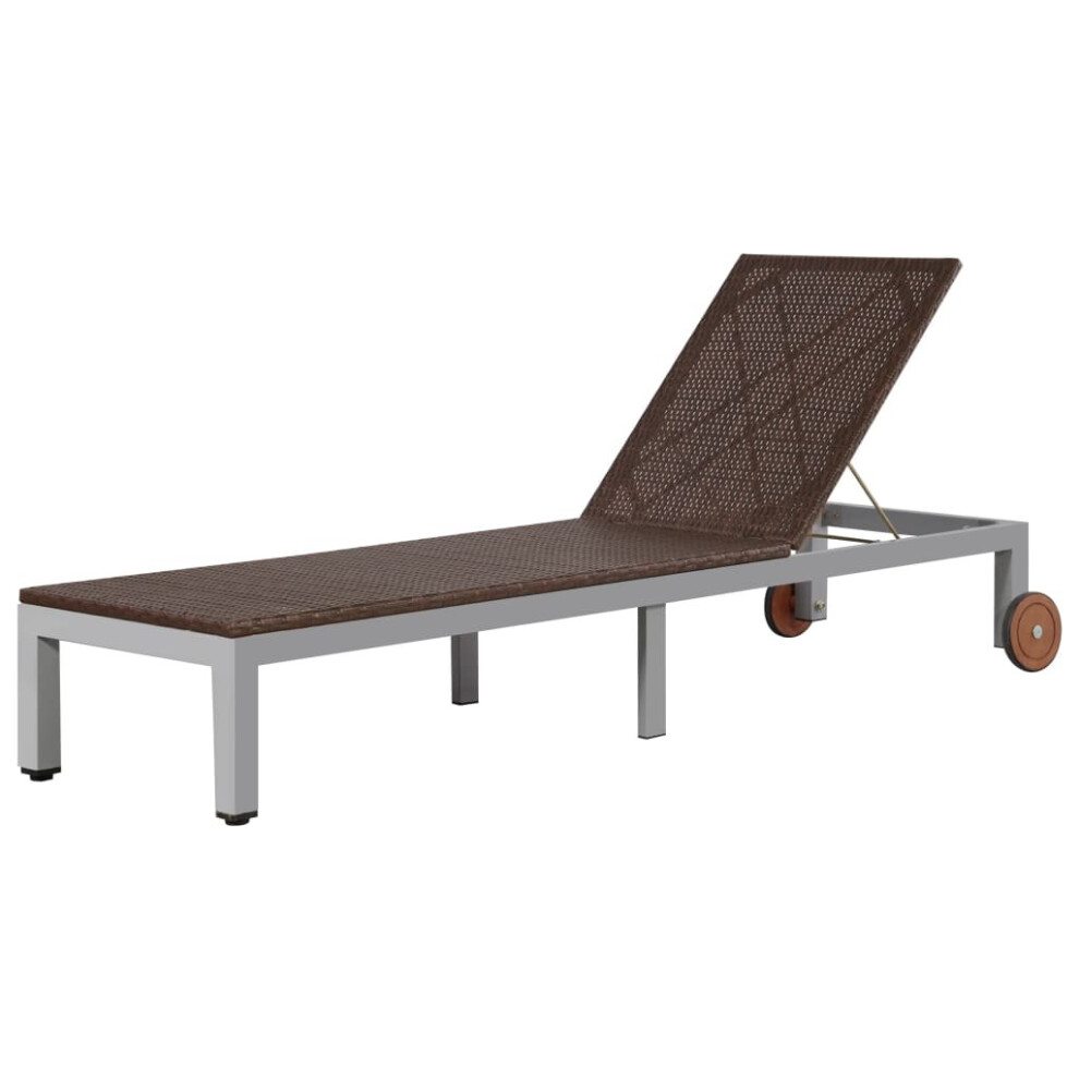 vidaXL Outdoor Sunlounger Poly Rattan 207x70x88cm Brown Garden Patio Day Bed