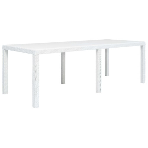 VidaXL vidaXL Garden Table White 220x90x72cm Plastic Rattan Look Outdoor Furniture