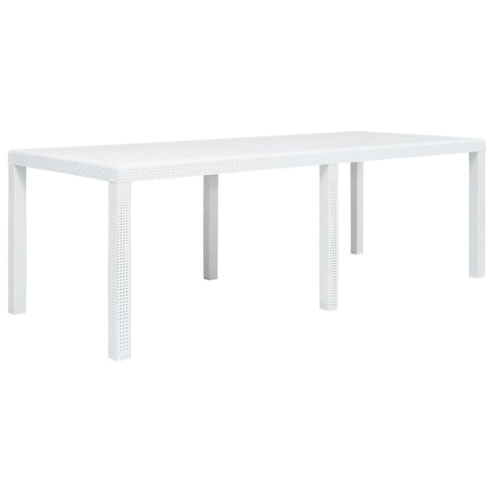 vidaXL Garden Table White 220x90x72cm Plastic Rattan Look Outdoor Furniture