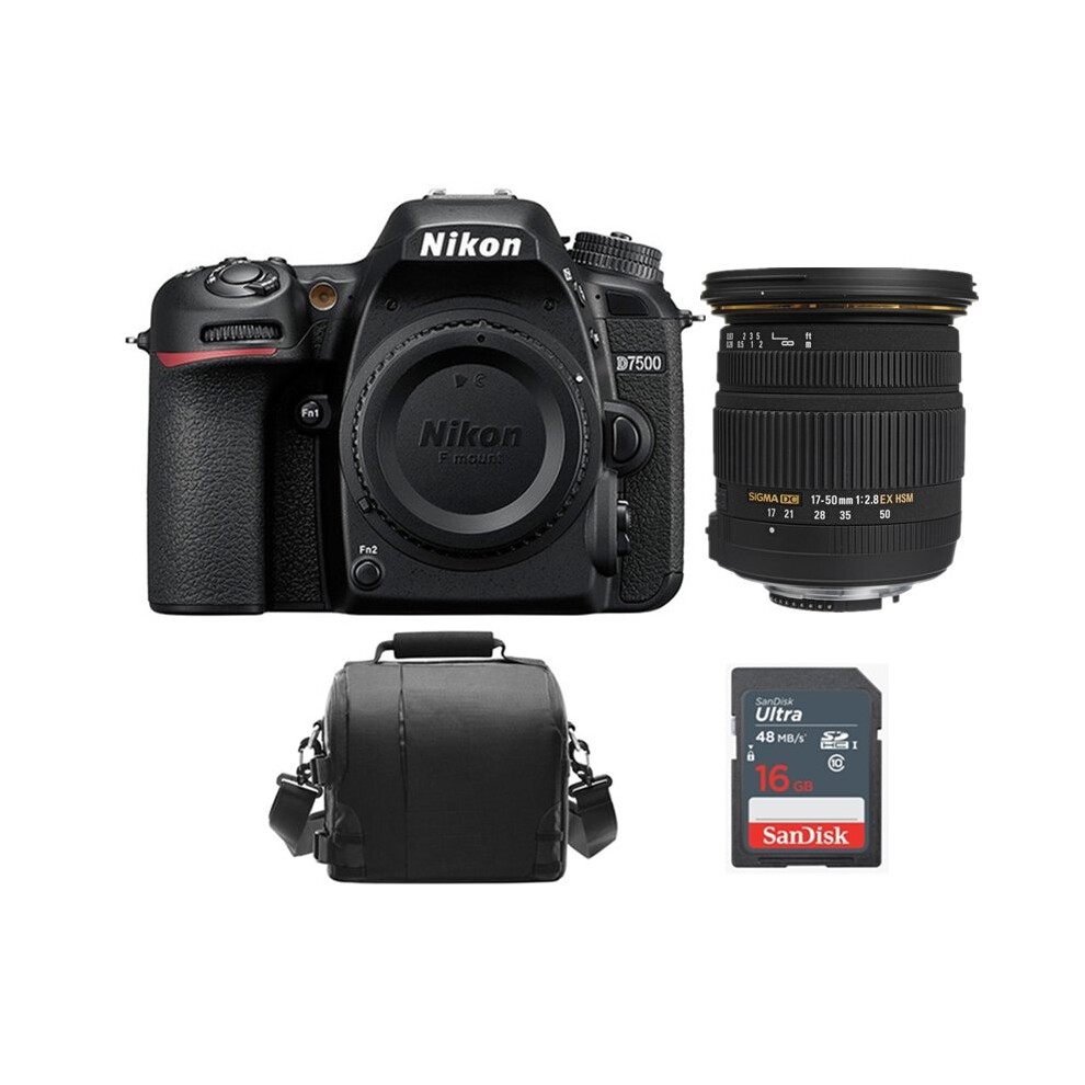 NIKON D7500 + SIGMA 17-50MM F2.8 EX DC OS HSM + Bag +16gb SD card