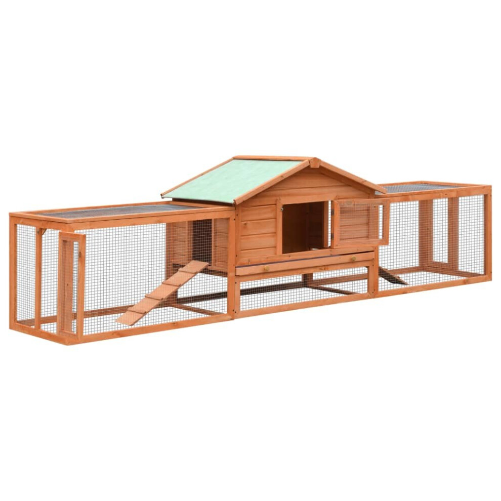 Vidaxl Solid Pine & Fir Wood Rabbit Hutch Pet Cage Outdoor Wooden Rabbit House