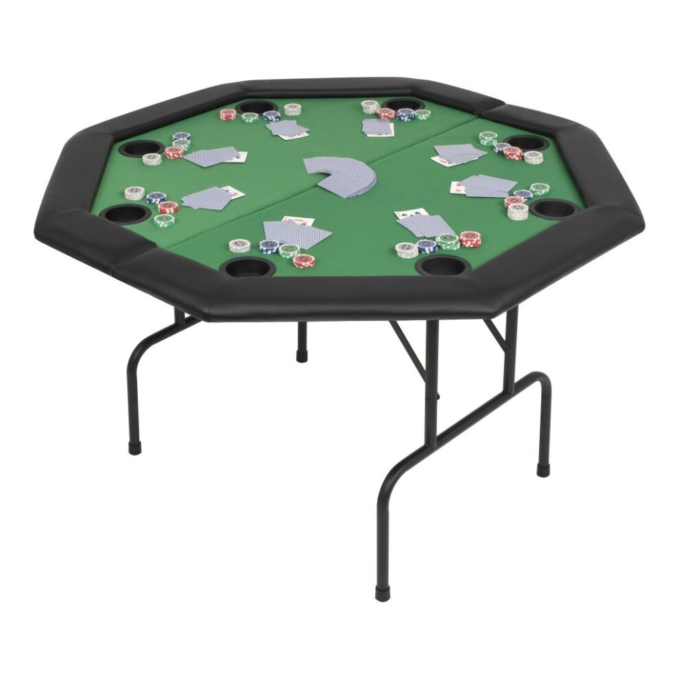 vidaXL 8-Player Folding Poker Table 2 Fold Octagonal Green Playing Card Game