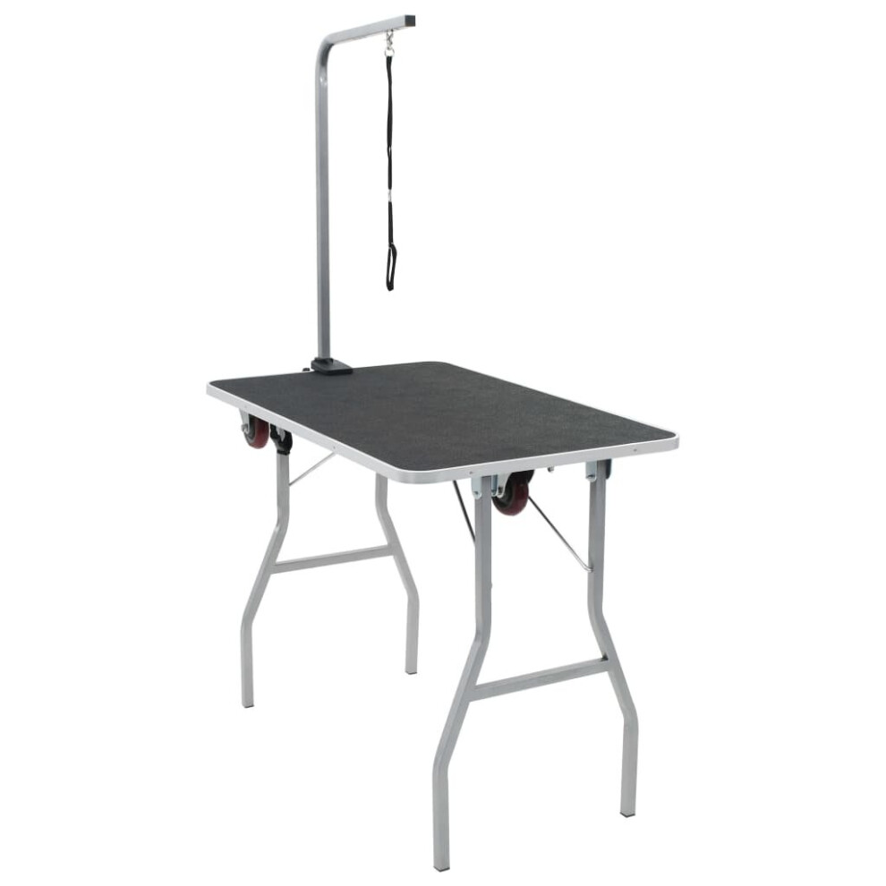 Portable Dog Grooming Table with Castors Foldable Adjustable Noose Arm