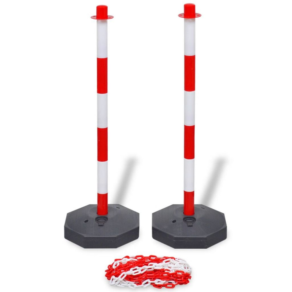 Vidaxl Chain Post Set 10M Plastic Traffic Guard Safety Warning Sign Barrier