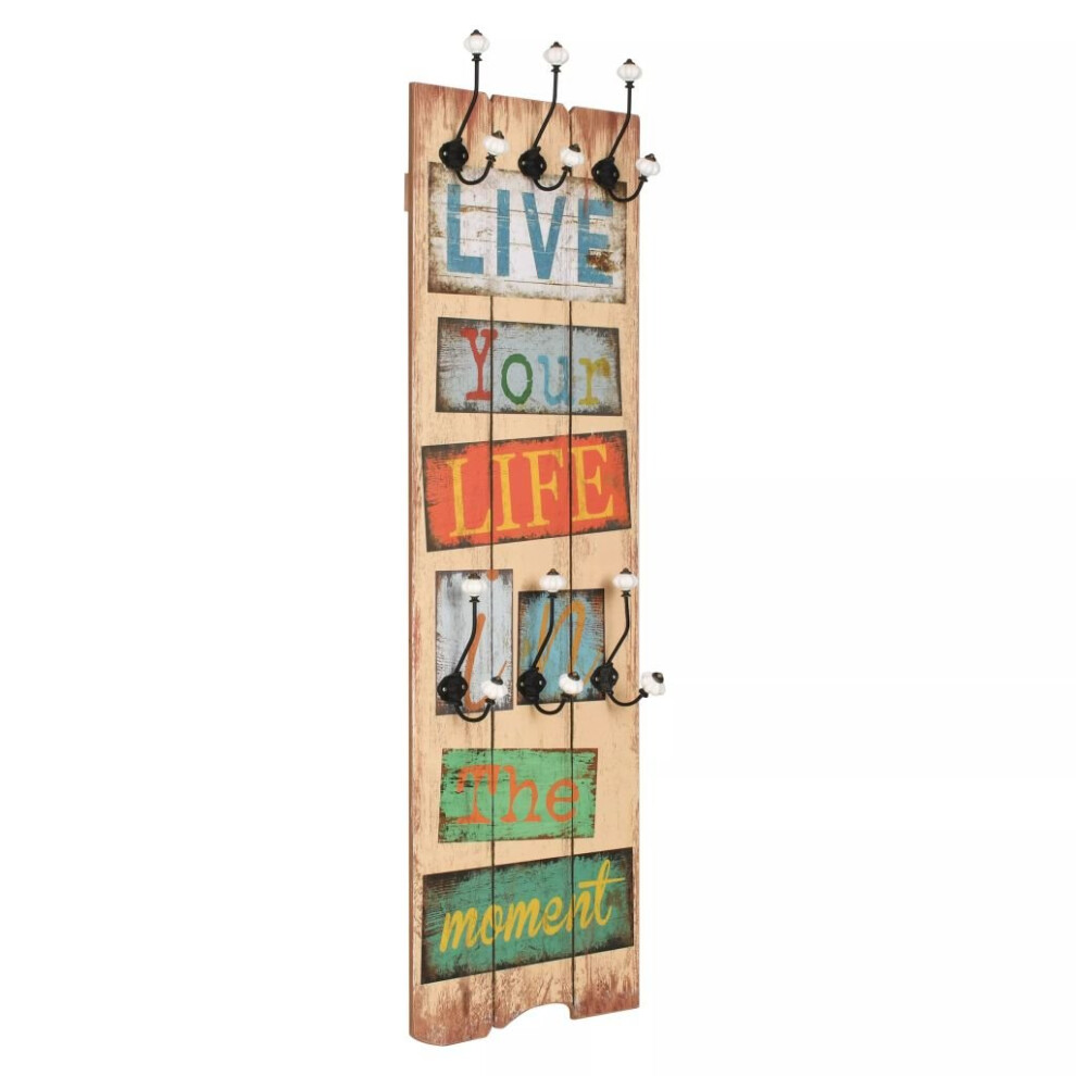 vidaXL Wall-mounted Coat Rack with 6 Hooks 120x40cm LIVE LIFE Hanger Holder