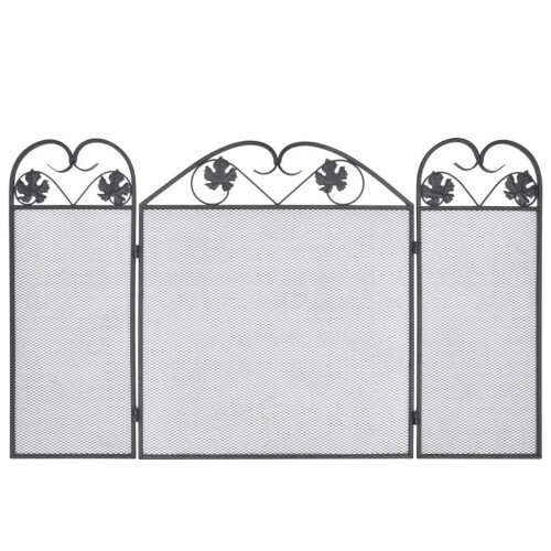 VidaXL vidaXL 3-panel Fireplace Screen Iron Black Security Safety Panel Guard Cover 2