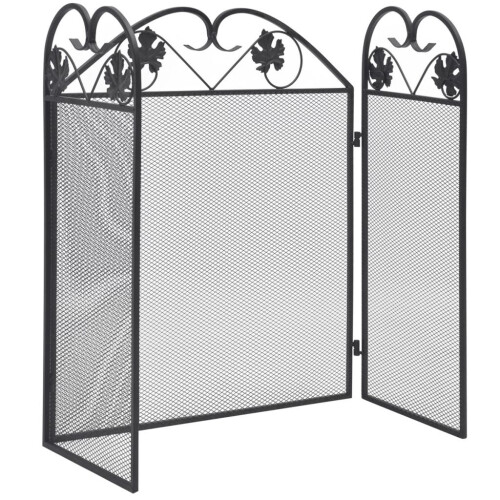 VidaXL vidaXL 3-panel Fireplace Screen Iron Black Security Safety Panel Guard Cover 1