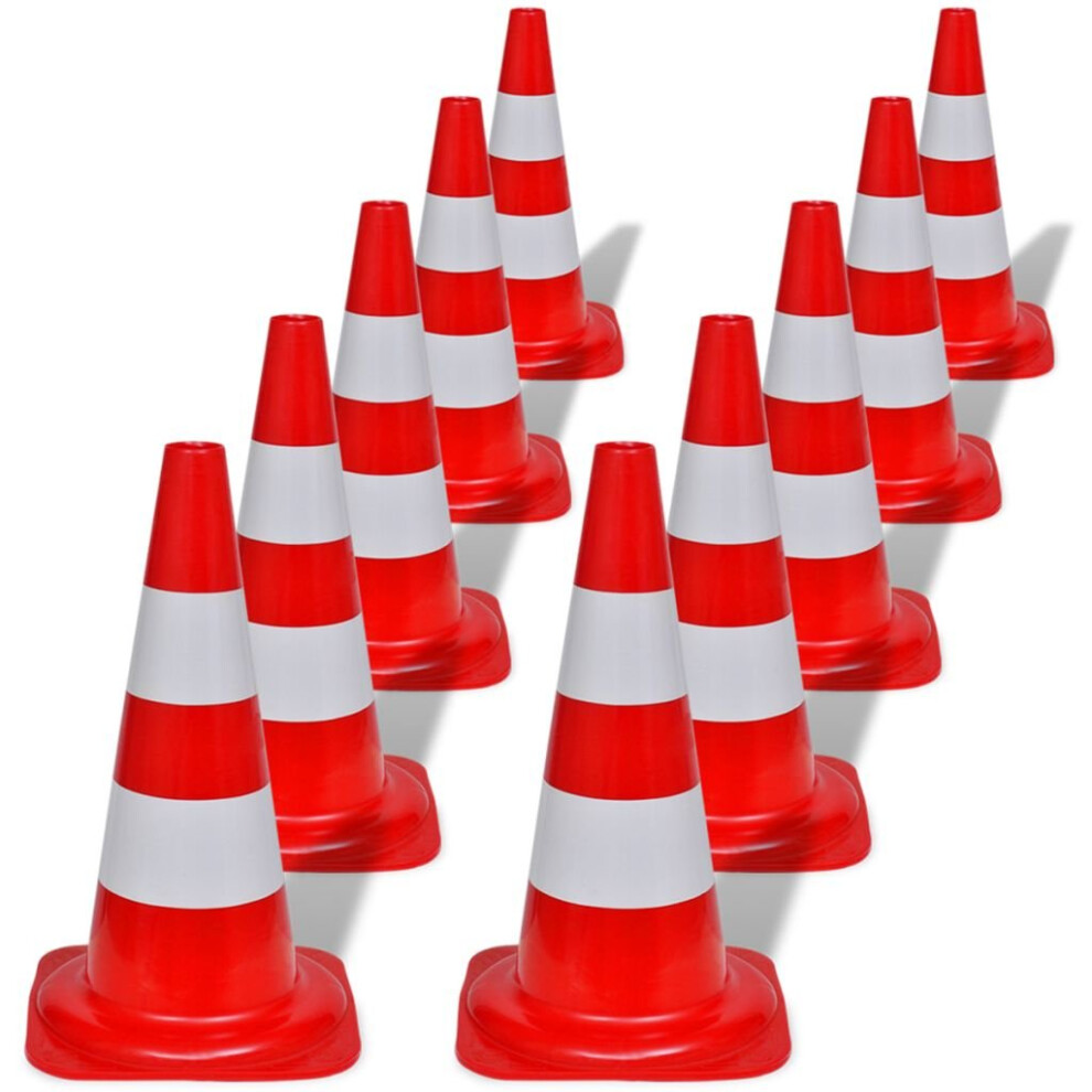 vidaXL 10x Reflective Traffic Cones Red and White 50cm Parking Safety Road