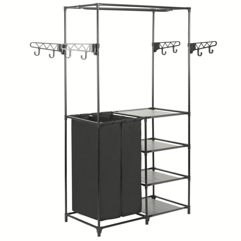 vidaXL Clothes Rack Steel and Non-woven Fabric Black Closet Organiser Stand