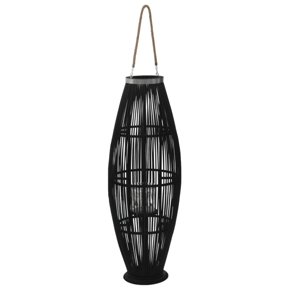 vidaXL Hanging Candle Lantern Holder Bamboo Black 95cm Pendant Lighting Decor