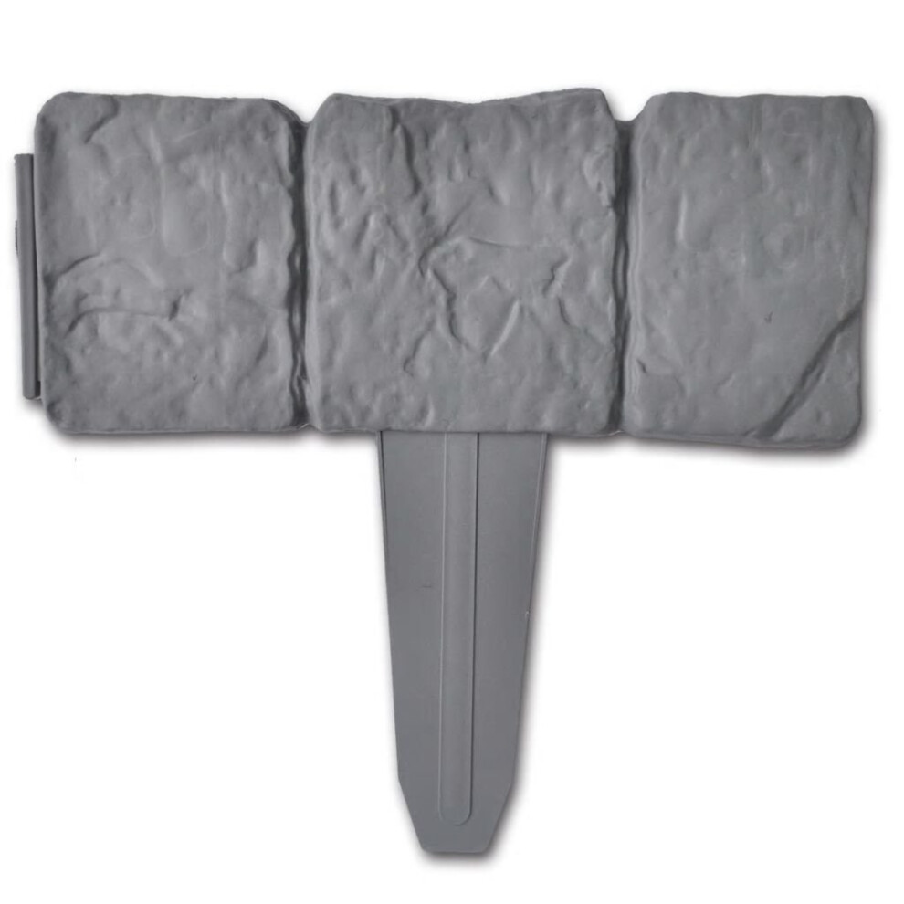 vidaXL Plastic Garden / Lawn Fence Outdoor Border Edging Stone Look 41 pcs