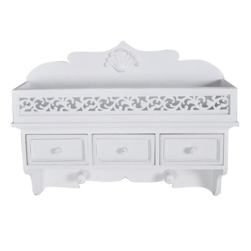 VidaXL vidaXL Wall Shelf Peg with 3 Drawers 2 Hooks Home Storage Ledge Display Unit 1