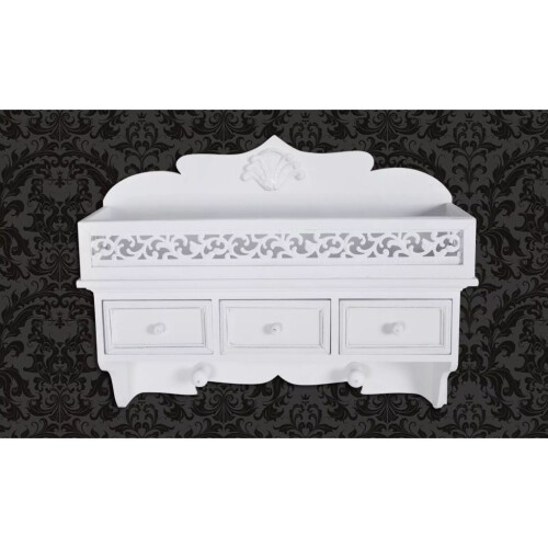 vidaXL Wall Shelf Peg with 3 Drawers 2 Hooks Home Storage Ledge Display Unit