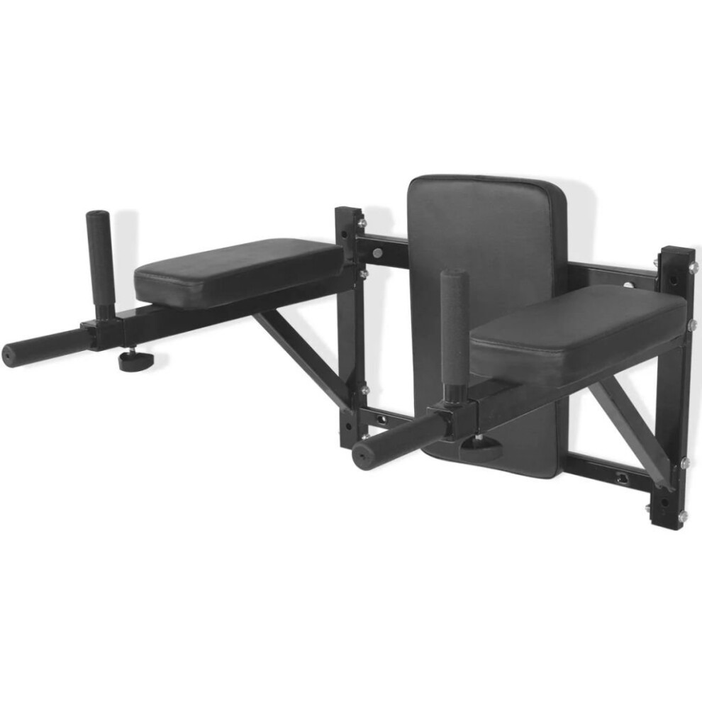 Vidaxl Wall-Mounted Fitness Dip Station Knee & Leg Raise Chin Up Rack Black